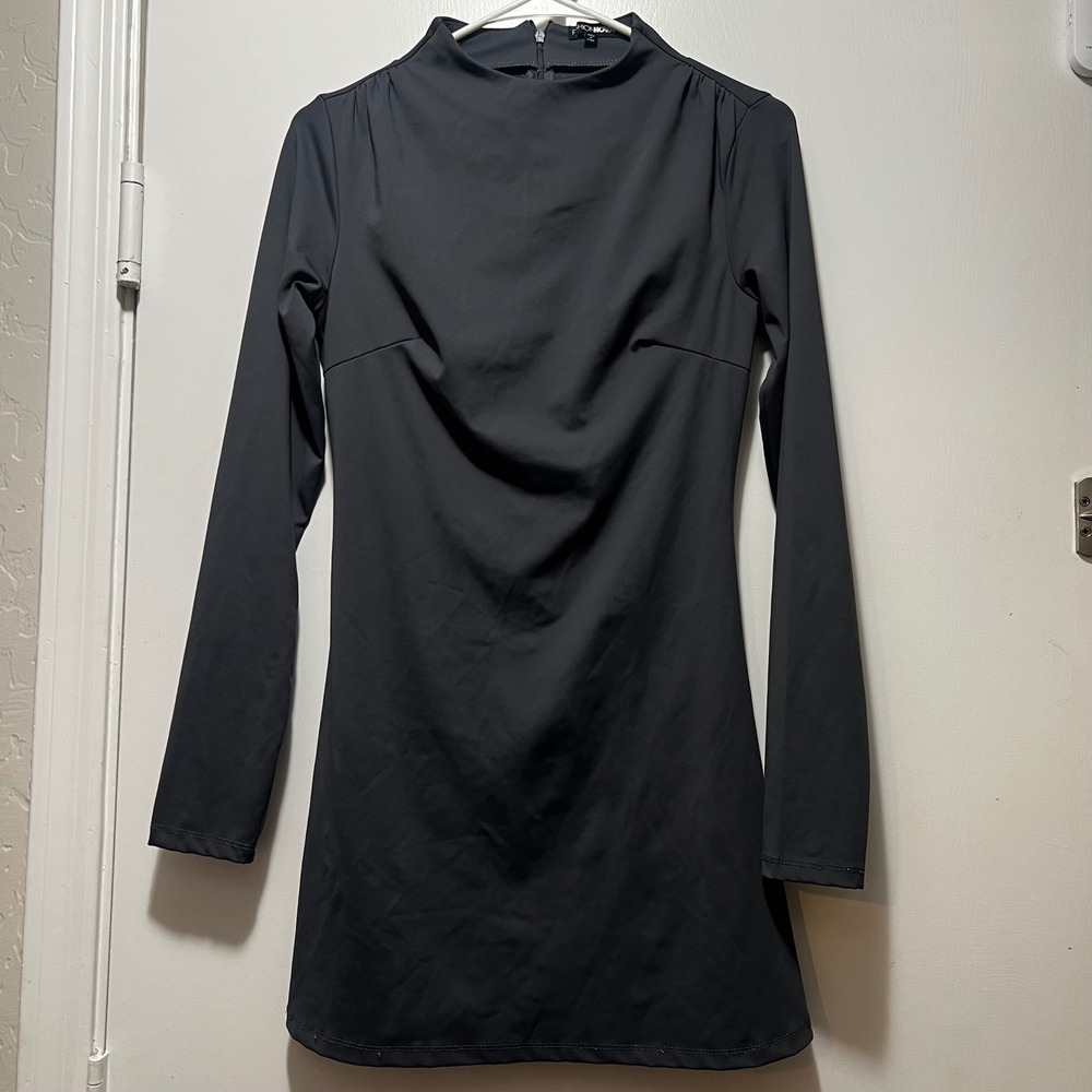 Fashion Nova Womens Gray Long Sleeve Mock Neck Mini Dress Size Small